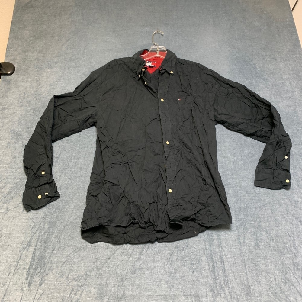 Tommy Hilfiger Shirt Mens Medium Black Long Sleeve Comfort Outdoor Button Down